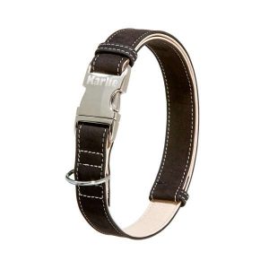 Karlie Buffalo Ultra Halsband – Schwarz/Hellbeige – 25 mm / 45-65 cm
