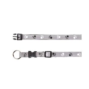 Trixie Halsband Silver Reflect – Pfotenmotiv – 22-35cm / 15mm