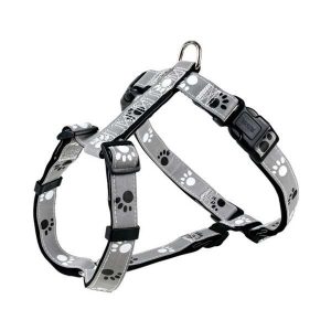 Trixie Geschirr Silver Reflect – Pfotenmotiv – 52–75 cm / 25mm