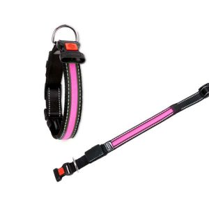 Karlie Flamingo oLED Halsband mit USB Ladegerät – Pink – 34 – 36 cm