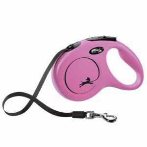FLEXI Rollleine New CLASSIC Gurt – 5m, bis 25kg – Pink