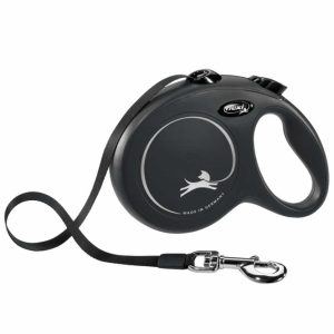 FLEXI Rollleine New CLASSIC Gurt – 5m, bis 50kg – Schwarz