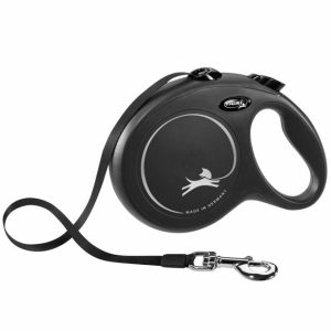 FLEXI Rollleine New CLASSIC Gurt – 8m, bis 50kg – Schwarz