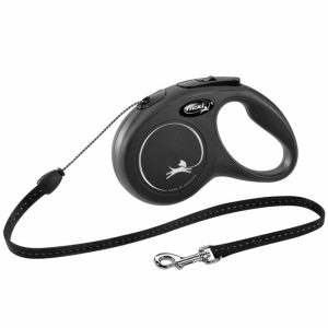 FLEXI Rollleine New CLASSIC Seil – 5m, bis 12kg – Schwarz
