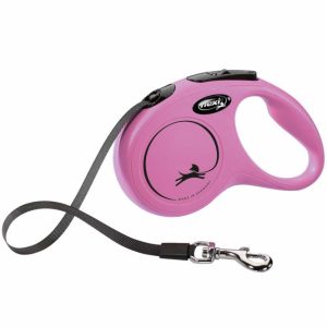 FLEXI Rollleine New CLASSIC Gurt – 5m, bis 15kg – Pink