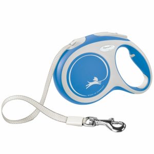 FLEXI Rollleine New COMFORT Gurt – 5m, bis 60kg – blau