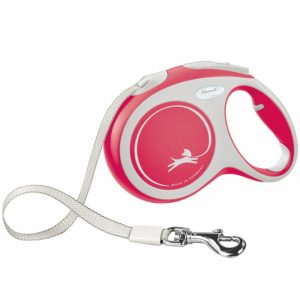 FLEXI Rollleine New COMFORT Gurt – 5m, bis 60kg – rot