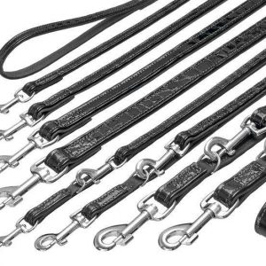 Karlie BUFFALO KROKO Büffelleder-Leine – Schwarz – 18 mm, 100 cm