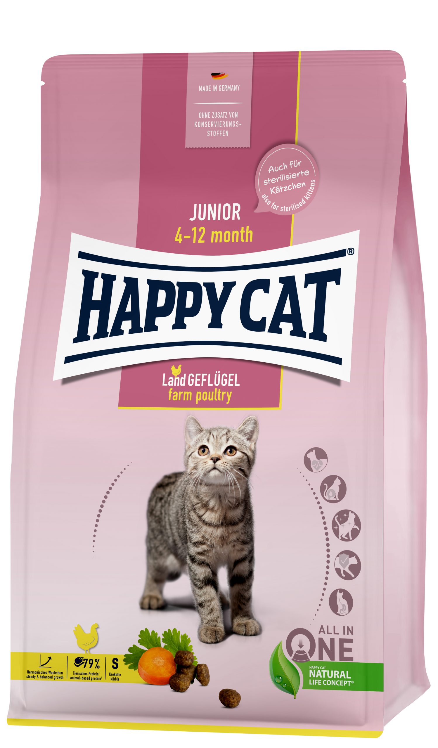 HappyCat Junior Land Geflügel 10kg 4001967139990 hc junior landgefluegel revo.jpg