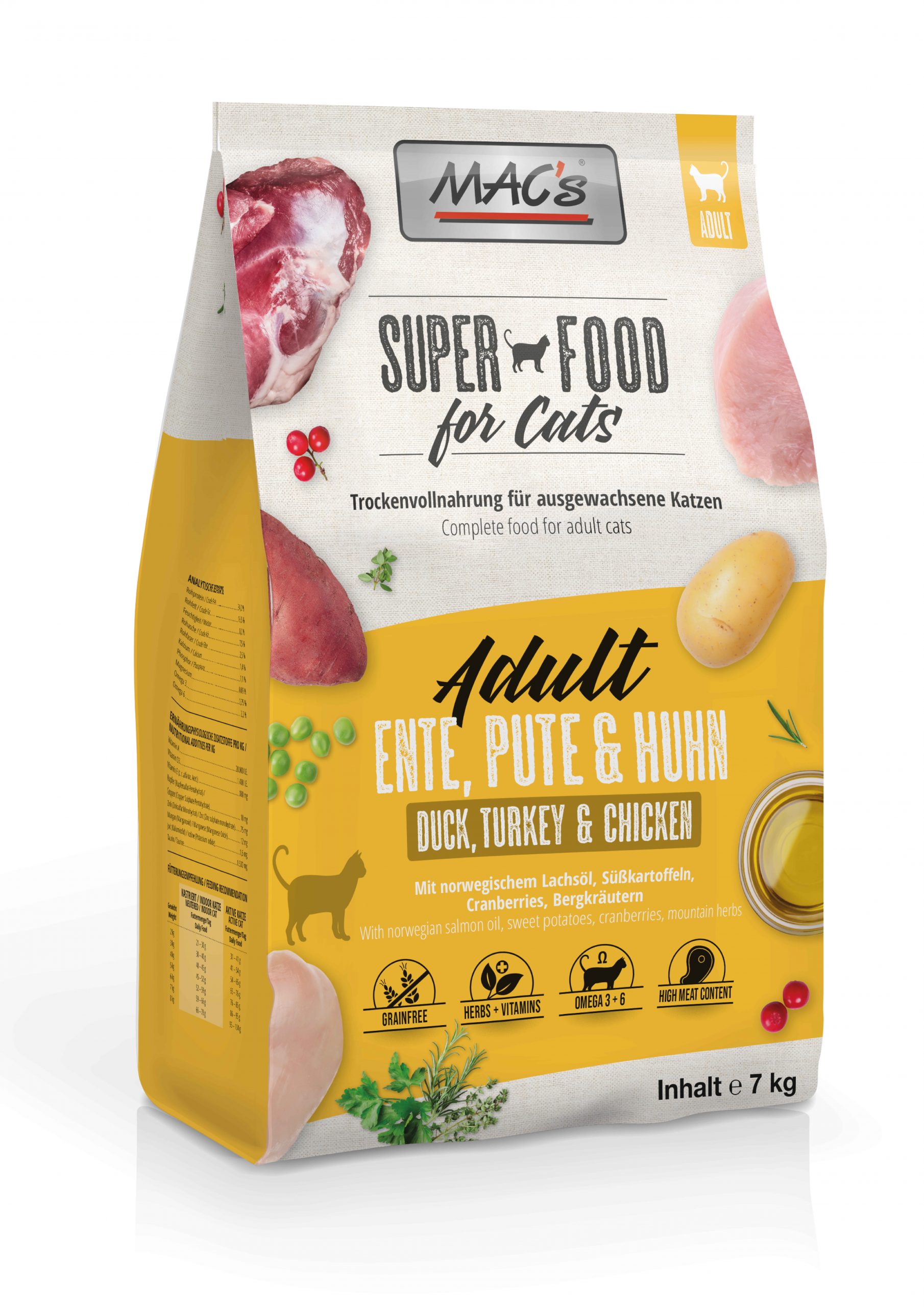 Macs Cat Adult Ente+Pute 7kg 4027245805203 EntePuteHuhn7kg Scaled