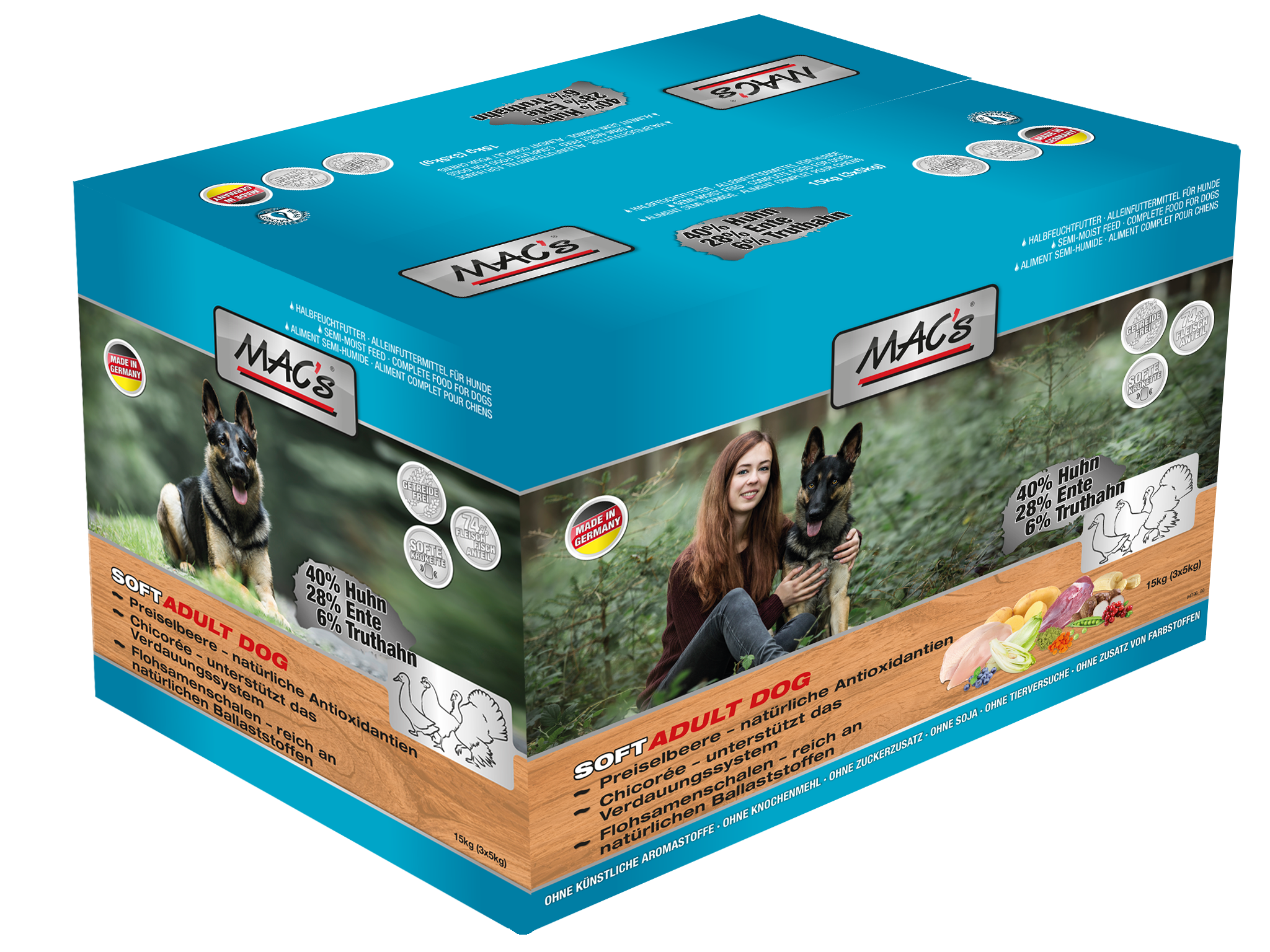 Macs Soft GrFr Huhn+Ente 3x5kg 4027245902605 Soft HuhnEnteTruthahn Karton Deutsch