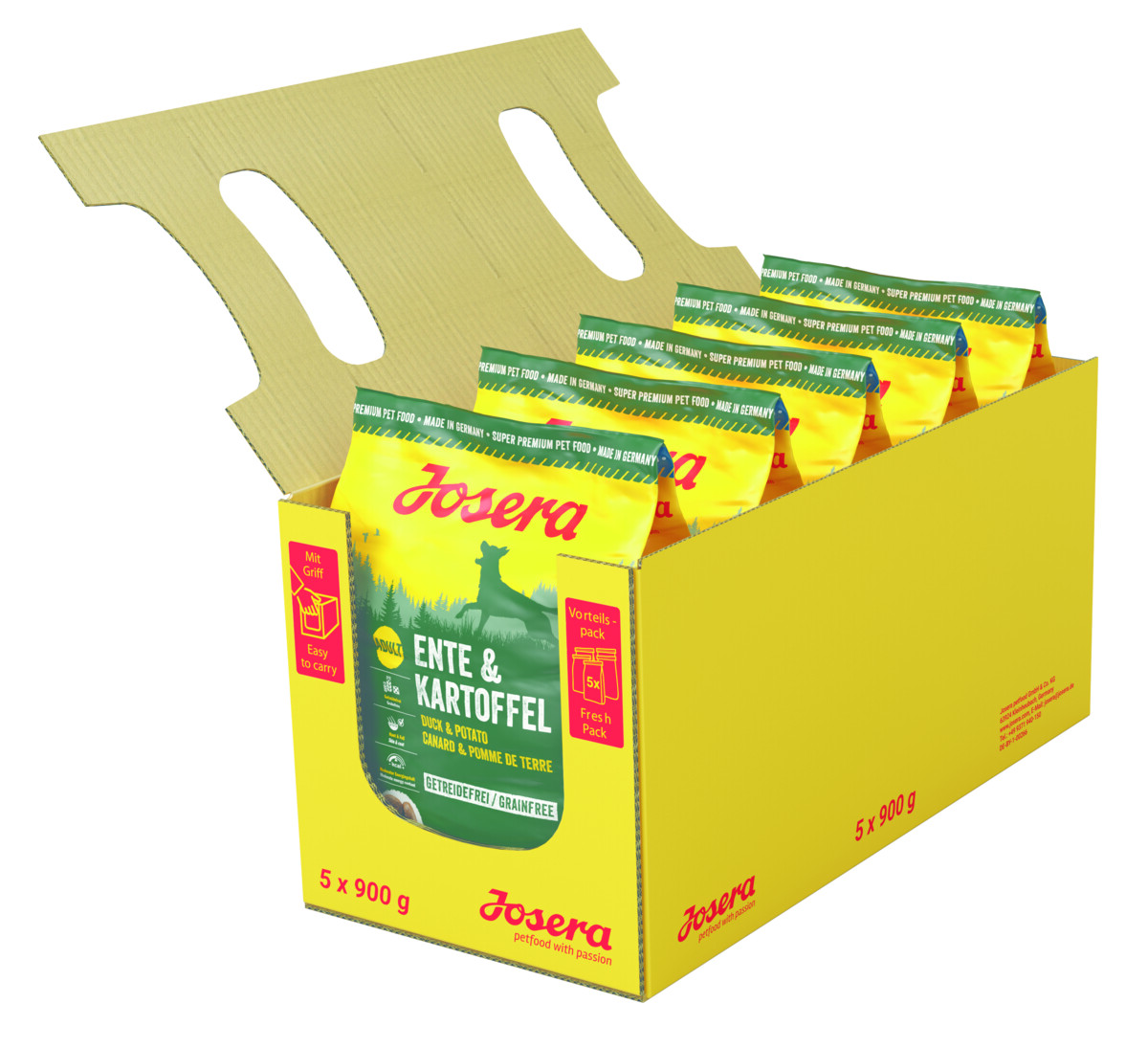 Josera Ente+Kartoffel 5x900g 4032254745945 enteundkartoffel 900g umkarton mit schatten.jpg