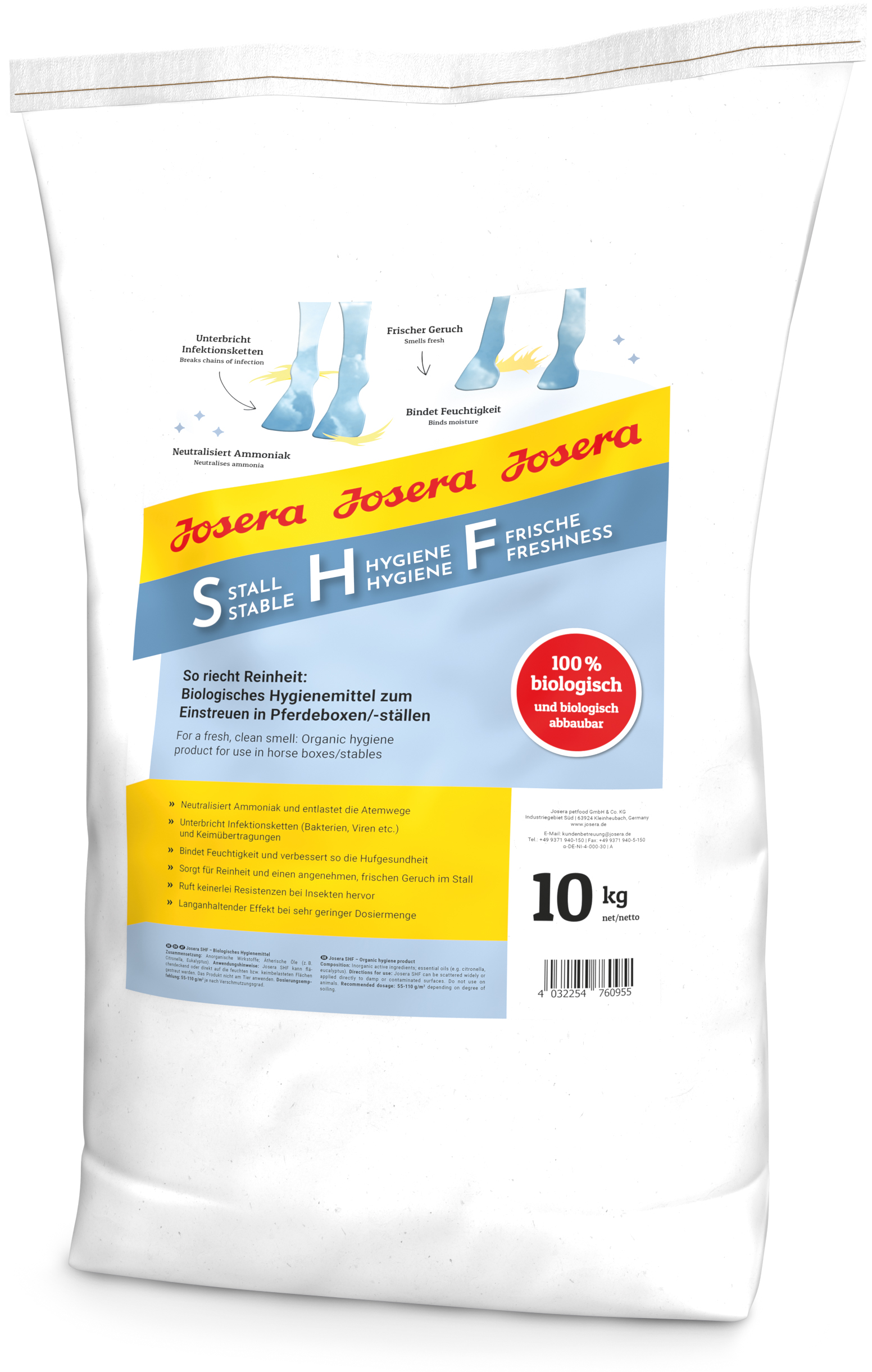 Josera Pferd SHF 10kg 4032254760955 pferd josera shf stall hygiene frische 10kg.jpg