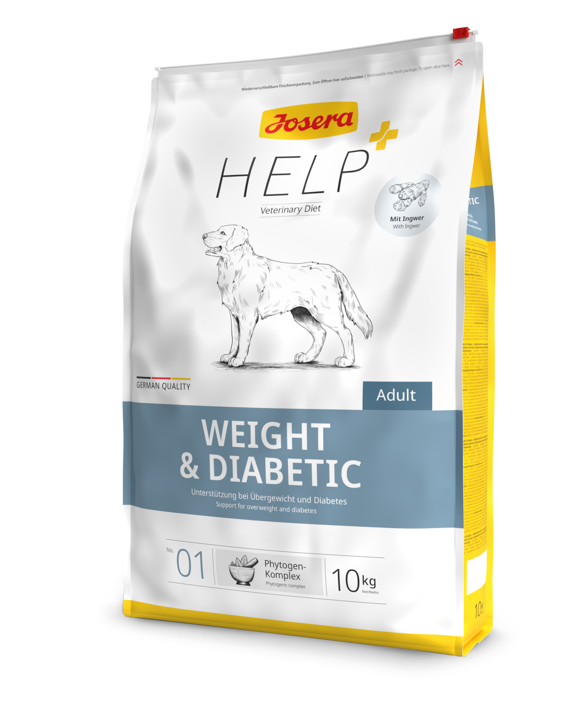Josera Vet Weight+Diabeti 10kg 4032254769583 hund josera help weight diabetic 10kg seitlich