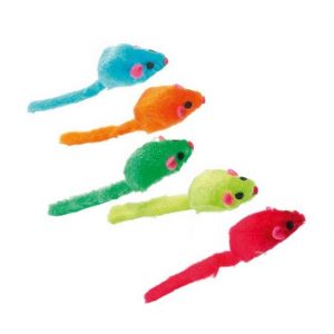 Karlie Flamingo Bunte Plüschmäuse mit Rassel – 5 Stück