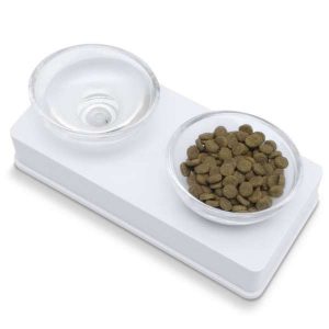 CATIT Style Glass Diner Doppelnapfständer – Weiß