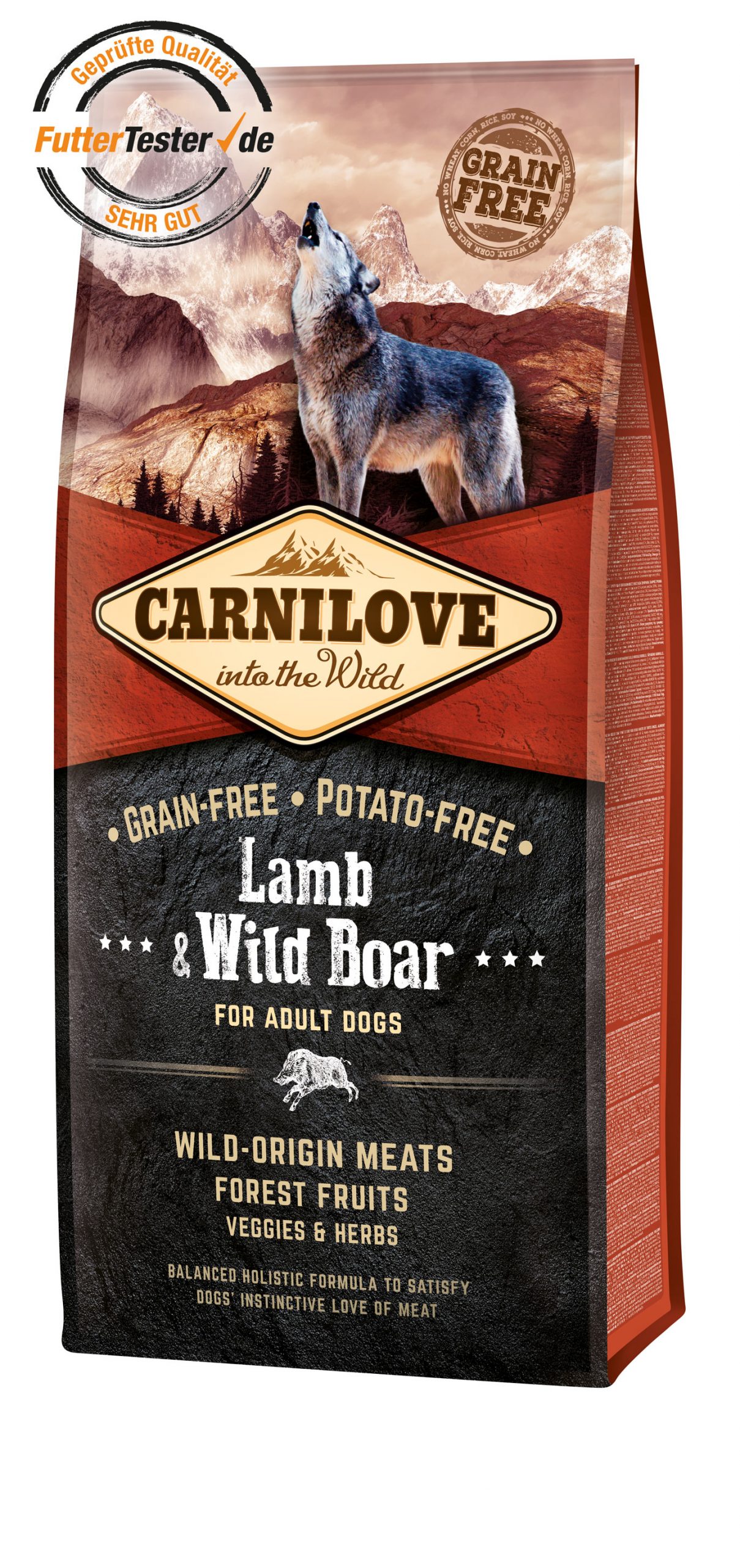 Carnilove Lamb+Wild Boar 12kg 8595602508921 carnilove dog lamb wildeboar 12kg web futtertester.jpg