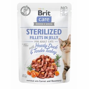 Brit Care Cat PB Fillets in Jelly – Ente & Truthahn Sterilized 85g
