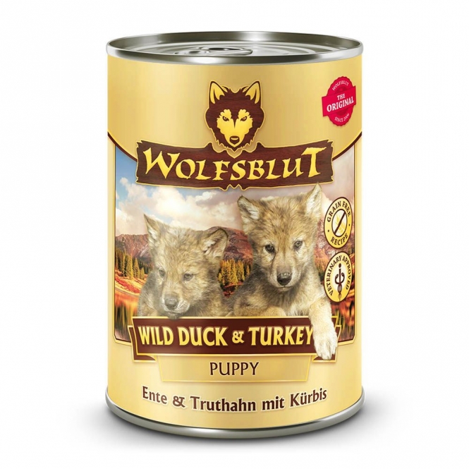 Wolfsblut Dose Wild Duck & Turkey Puppy 395g wb784486wolfsblutpuppywildduckturkeynassfutter6x395g.jpg