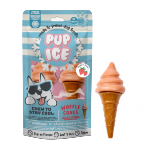 Pup Ice Waffle Cones Strawberry M – 2 Stück