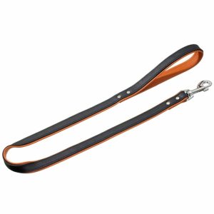 Karlie Rodeo Leine genietet, 16mm 100cm – schwarz/cognac
